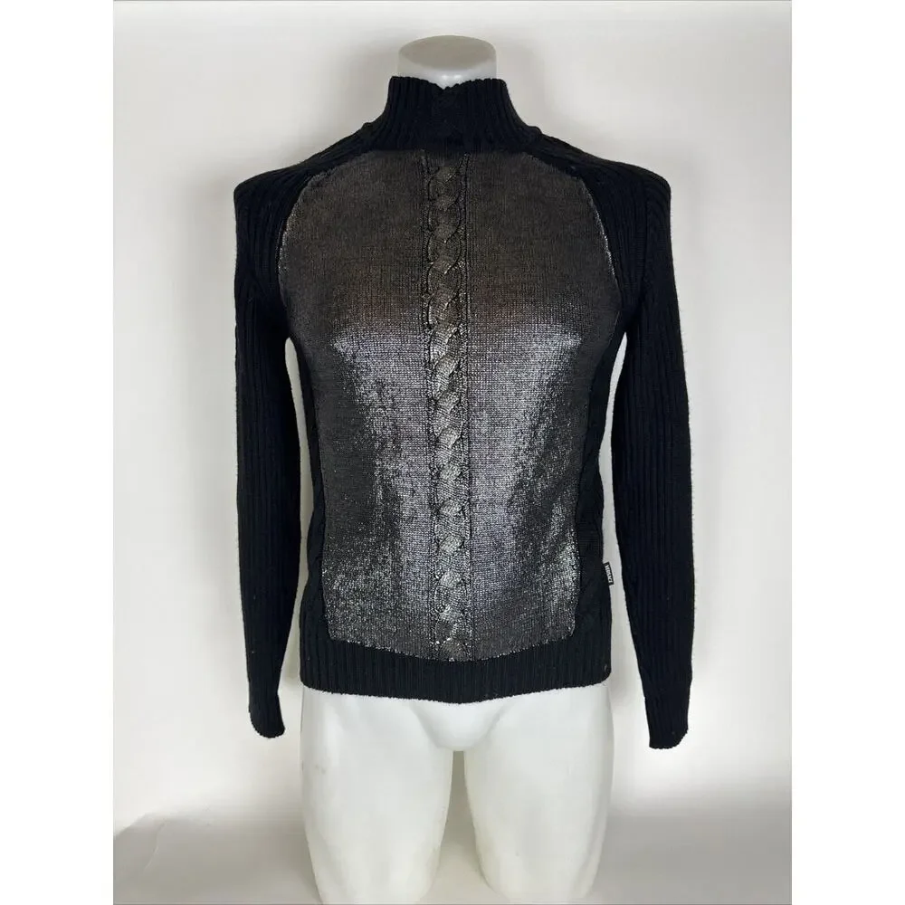 Versace Black Argyle Ribbed Knit Sweater Pullover Women Size M - Picture 1 of 8